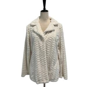 Multiples - White Faux Fur Jacket Fully Lined, Size L